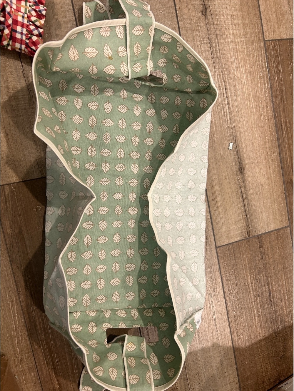 Longaberger Hostess Serving Tray Basket Sage Botanical Leaf fabric liner